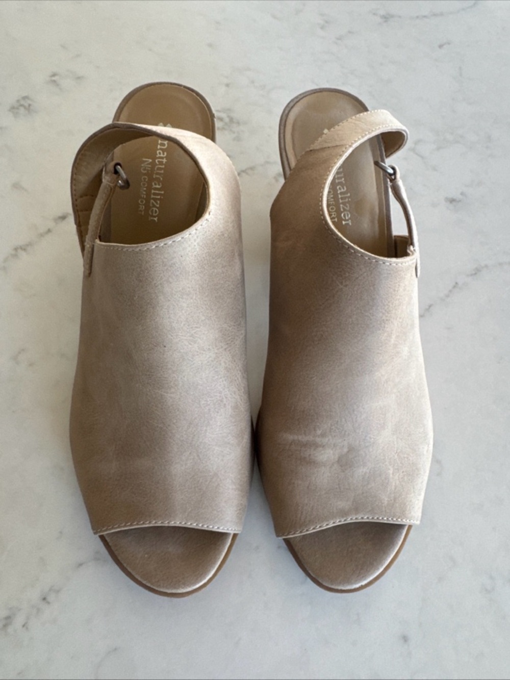Naturalizer Beige Open-Toe Slingback Mules